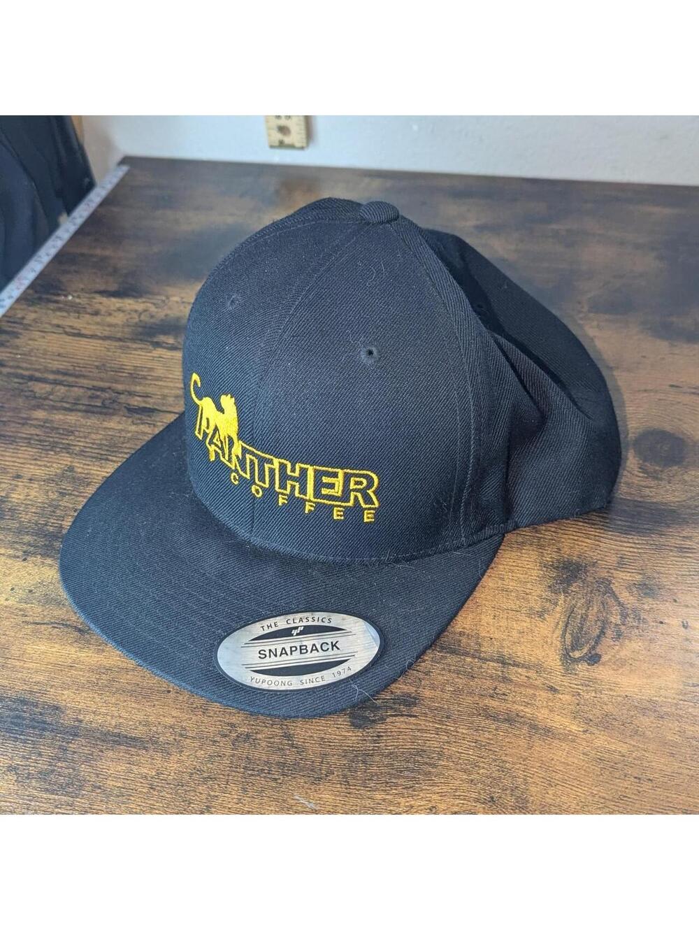 Panther Coffee Miami Embroidered Snapback Hat Black Gold